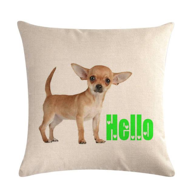Pet Dog Elegant Design Linen Cotton Throw Pillow Covers Dog Pattern Cotton Throw Pillow Covers Car Sofa Cushion Cover Pillowcases Couch Cushion Cover Home Sofa Bed Decorative Pillows