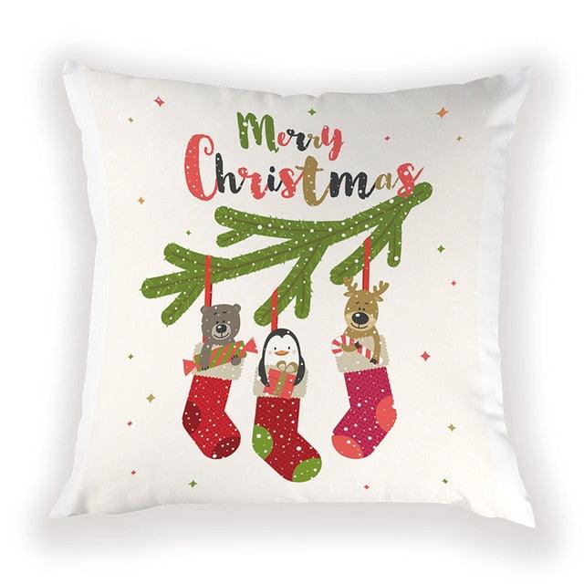 New Year Christmas Decorations Pillows Cover Christmas Décor for Home Christmas Tree Snowflake Snowman Reindeer Home Decor Throw Pillow Case Cushion Cover Santa Merry Christmas Gift Xmas 45x45cm