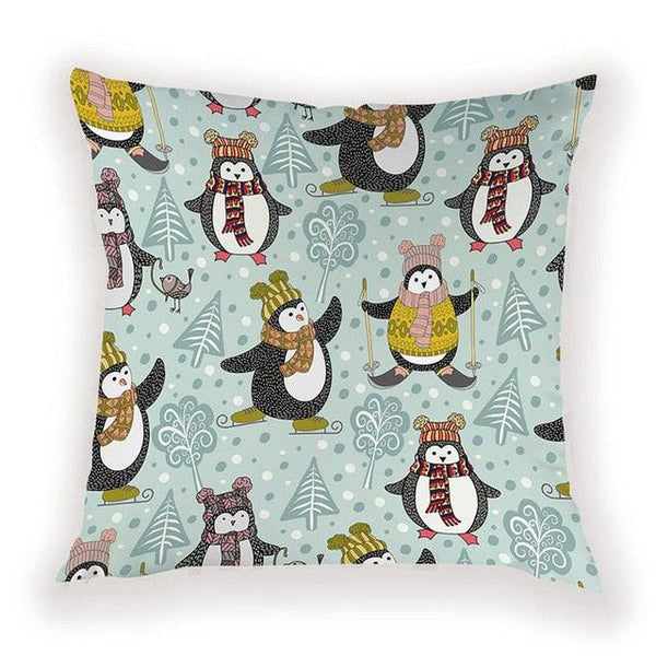 New Year Christmas Decorations Pillows Cover Christmas Décor for Home Christmas Tree Snowflake Snowman Reindeer Home Decor Throw Pillow Case Cushion Cover Santa Merry Christmas Gift Xmas 45x45cm