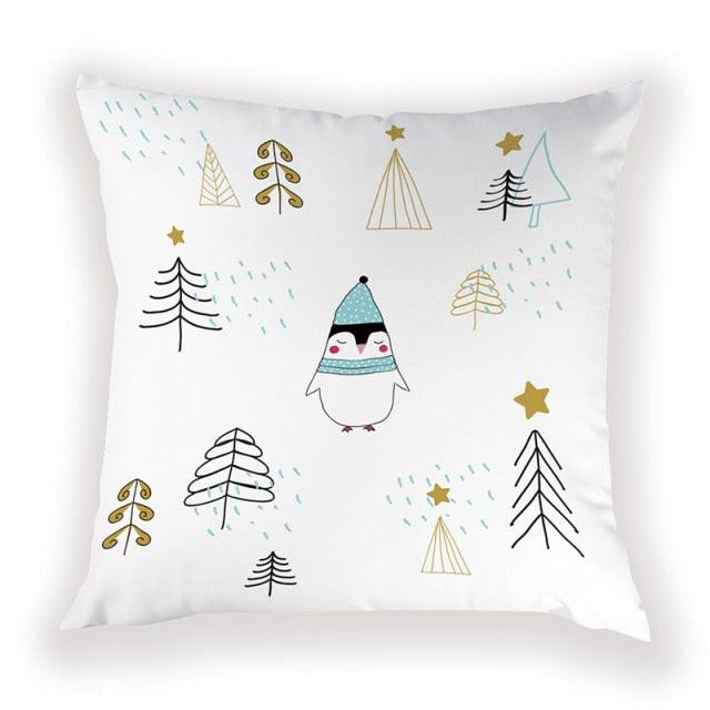 New Year Christmas Decorations Pillows Cover Christmas Décor for Home Christmas Tree Snowflake Snowman Reindeer Home Decor Throw Pillow Case Cushion Cover Santa Merry Christmas Gift Xmas 45x45cm
