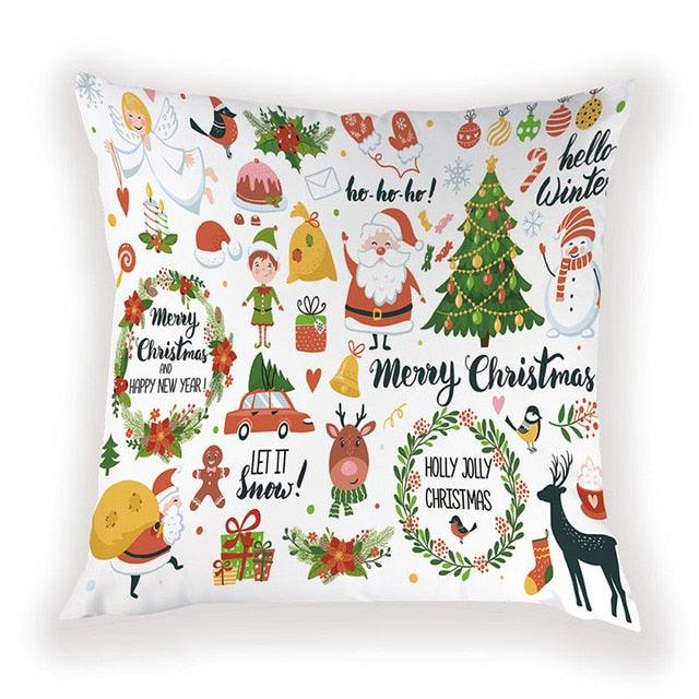 New Year Christmas Decorations Pillows Cover Christmas Décor for Home Christmas Tree Snowflake Snowman Reindeer Home Decor Throw Pillow Case Cushion Cover Santa Merry Christmas Gift Xmas 45x45cm