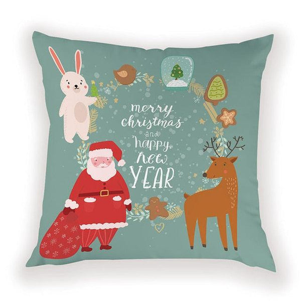 New Year Christmas Decorations Pillows Cover Christmas Décor for Home Christmas Tree Snowflake Snowman Reindeer Home Decor Throw Pillow Case Cushion Cover Santa Merry Christmas Gift Xmas 45x45cm
