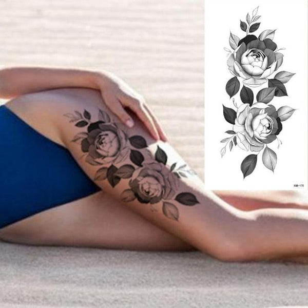25 Sheets Flower Rose Luxury Tattoos Waterproof Temporary Sticker 3D Rose Flower Tattoos Body Art Arm Fake Tatoo For Womens