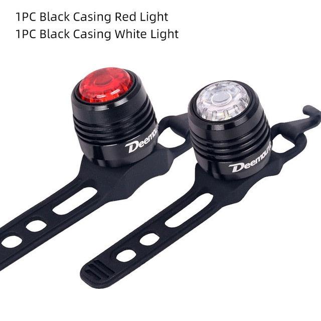 Bicycle Rear Light Bike Warning Lamp USB Charge Red White Light Color Safety Headlight Bike Tail Light Rechargeable Ultra Bright Bike Rear Light USB Rechargeable Bike LED Light