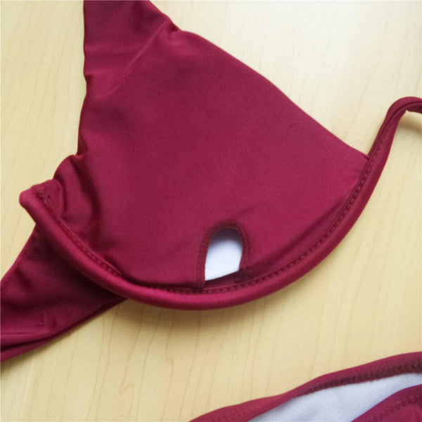 Underwired Bikini Female Swimsuit Women Swimwear Two-Piece V Shape Wire Bikini Set Bather Bathing Suit Women Micro Bikini Set Shiny Metallic 2 Piece Swimsuit Push Up Underwire Swimwear Bathing Suit