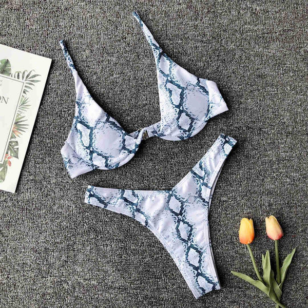 Underwired Bikini Female Swimsuit Women Swimwear Two-Piece V Shape Wire Bikini Set Bather Bathing Suit Women Micro Bikini Set Shiny Metallic 2 Piece Swimsuit Push Up Underwire Swimwear Bathing Suit