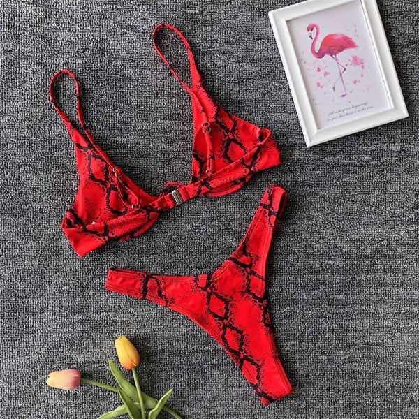 Underwired Bikini Female Swimsuit Women Swimwear Two-Piece V Shape Wire Bikini Set Bather Bathing Suit Women Micro Bikini Set Shiny Metallic 2 Piece Swimsuit Push Up Underwire Swimwear Bathing Suit