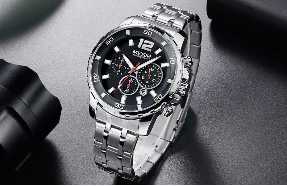 Luxury Men's Gold Business Watches Quartz Analogue Wristwatch Stainless Steel Waterproof Luminous Watch