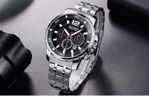 Luxury Men's Gold Business Watches Quartz Analogue Wristwatch Stainless Steel Waterproof Luminous Watch