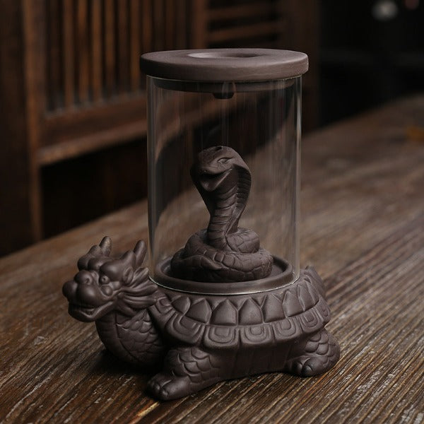 Turtle Windproof Backflow Incense Burner With Snake Inside