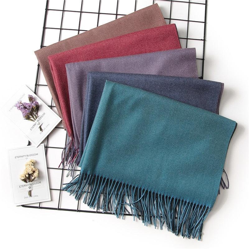 Fashion Winter Solid Soft Scarf Cashmere Lightweight Scarves Shawls Cashmere Escharpe Scarfs Lightweight Shawls Hijabs Shawls Escharpe Elegant Wrap Blanket Bandana Tassel For Lady