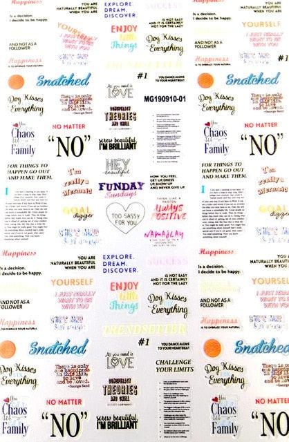 New Super Thin Self-Adhesive  Letter 3d Nail Decal Stickers Manicure Nail Art Decoration Accessories Holographic Old English Character Nail Self-Adhesive Sticker English Font Design Manicure Design Water Sliders Decorations Accessories