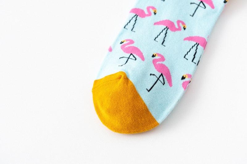 New Fashion Pure Soft Cotton Cartoon Animals Casual Socks Loving Heart Flamingo Women Cute Funny Short Ankle Socks For Men And Women