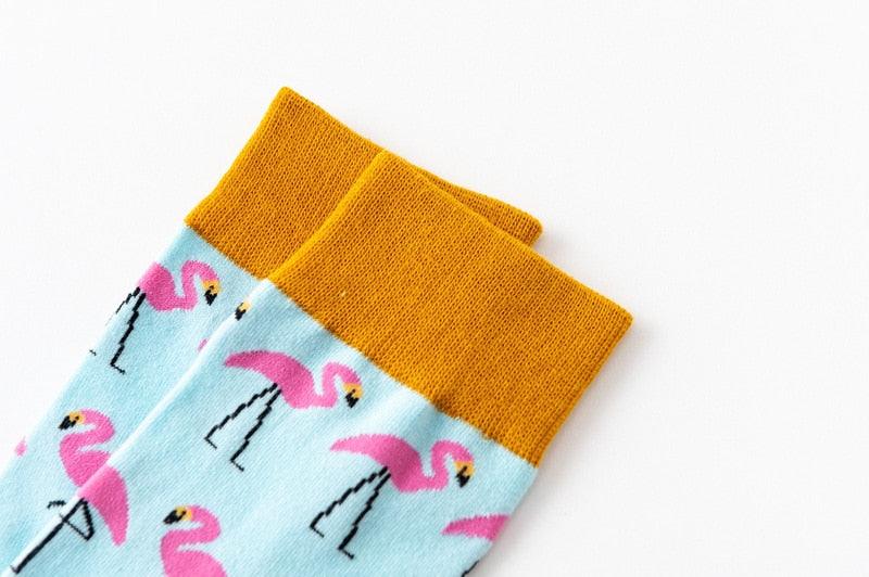 New Fashion Pure Soft Cotton Cartoon Animals Casual Socks Loving Heart Flamingo Women Cute Funny Short Ankle Socks For Men And Women