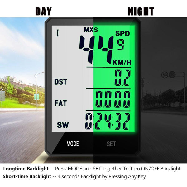 Waterproof Bicycle Computer Wireless And Wired Bike Cycling Odometer Stopwatch Speedometer Bicycle Speedometer With LCD Display 20 Functions And Automatic Wake-up