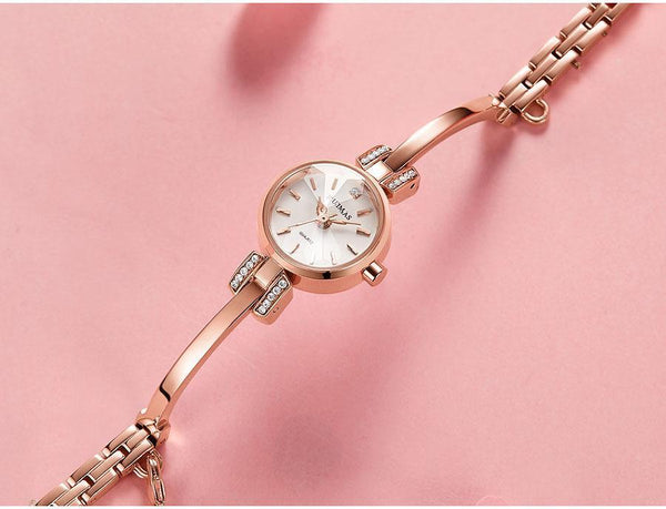 Luxury Small Silver Women Watch Modern Bracelet Wristwatch Quartz Waterproof Mini Round Design