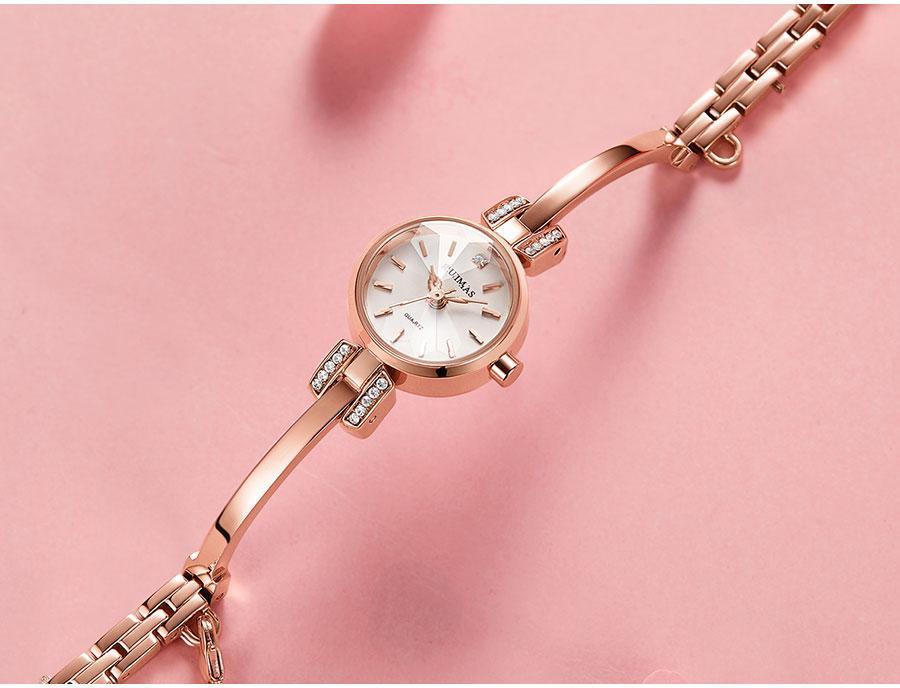 Luxury Small Silver Women Watch Modern Bracelet Wristwatch Quartz Waterproof Mini Round Design