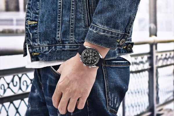 New Men Silver Blue Watch Business Analog Chronogragh Full Steel Luxury Casual Male Waterproof Sports Design Watches