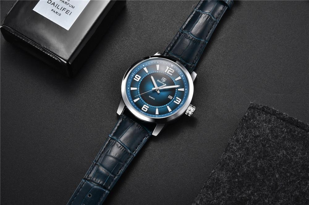 2021 New Simple Business Quartz Men Wristwatch Luxury Casual Leather Strap Waterproof Watch