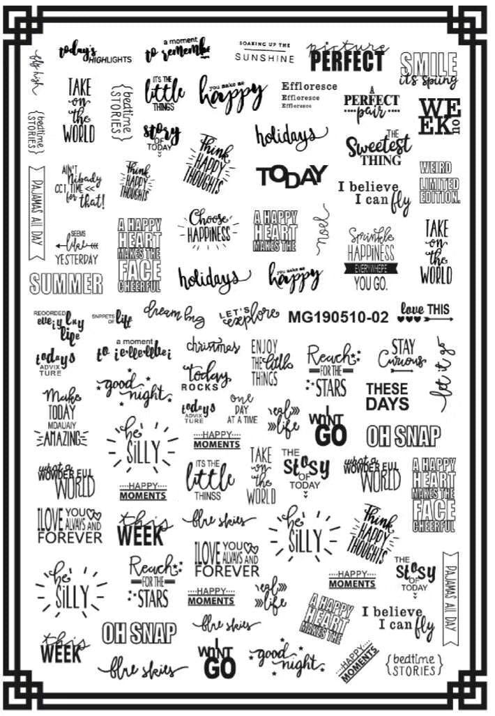 New Super Thin Self-Adhesive  Letter 3d Nail Decal Stickers Manicure Nail Art Decoration Accessories Holographic Old English Character Nail Self-Adhesive Sticker English Font Design Manicure Design Water Sliders Decorations Accessories