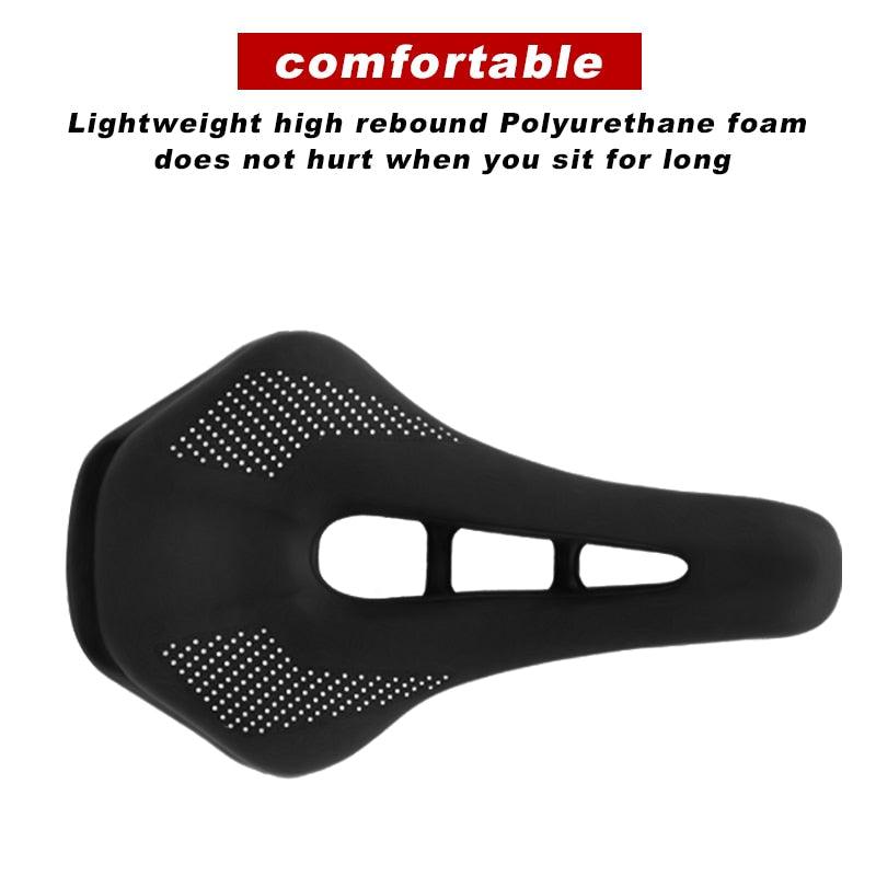 Bicycle Saddle Seat Road Steel Rails Mountain Bike Cushion Skid-Proof Soft PU Leather Road Mountain Bike Seat Bicycle Saddle Comfortable Memory Foam Cushion For Road Riding