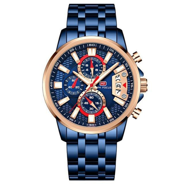 Sport Multifunctional Luxury Mens Watch Quartz Waterproof Colorful Analog Wristwatch Elegant Stainless Steel Design