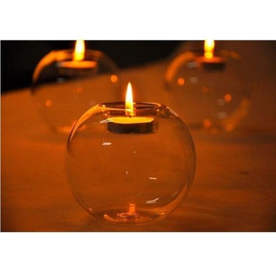 Round Hollow Glass Candle  Tea light Holder Candlestick Home Decorations for Dinner Table Wedding Candle Holder Wedding Candlestick Fine Transparent Crystal Glass Candlestick Dining Home Decor