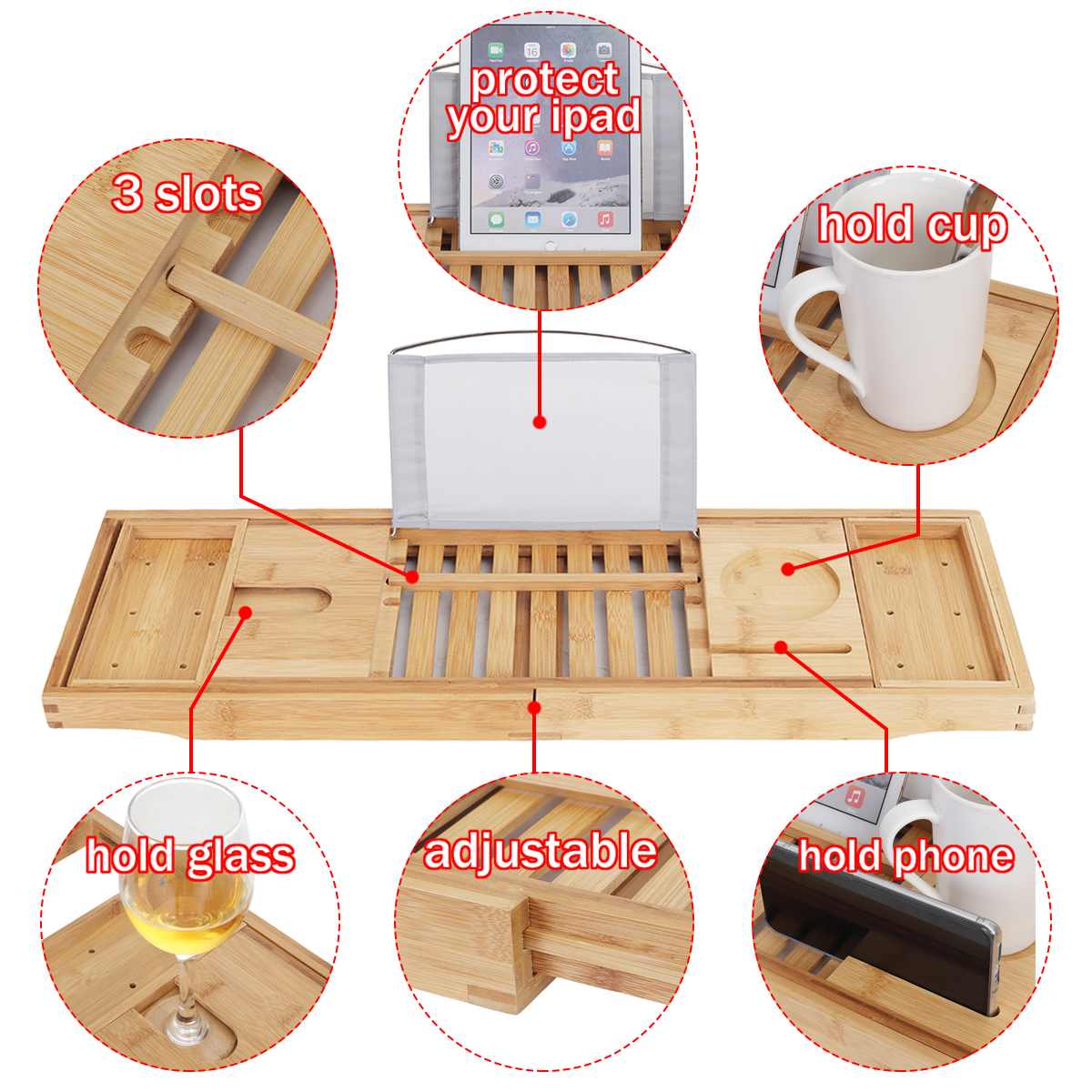 Bamboo Bath Caddy Tray