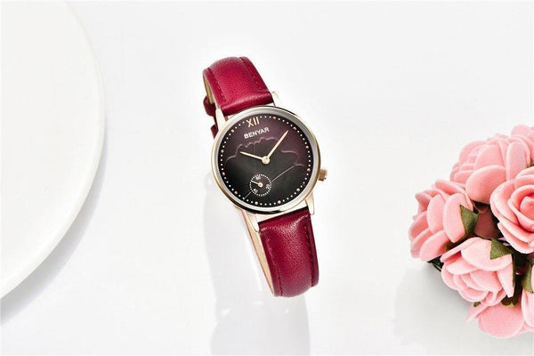 New Red Women Fashion Watch Quartz Luxury Leather Strap Analog Waterproof And Scratch Resistant Watches Excellent Gift For Women