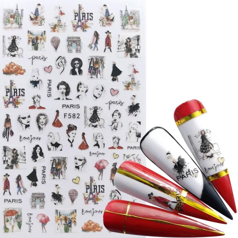 3D Nail Slider Black Russia Letter Sticker Decals Flamingo Design Adhesive Manicure Tips Nail Art Decorations Accessories Sliders Manicure Decoration 3D Nail Supplies Holographic Decals Transfer Sliders Nail Design Manicures Nail Self-Adhesive Sticker