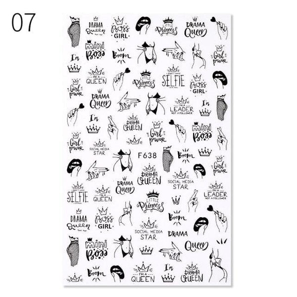 Alphabet Love Shaped  Pattern 3D Nail Stickers Slider Valentine Day Decals Foil For Love Nail Art Decoration Pop Art Nail Stickers Sexy Girl Designs Comics Water Transfer Decals Manicure Lips Nail Art Decorations Slider Nail Art Stickers