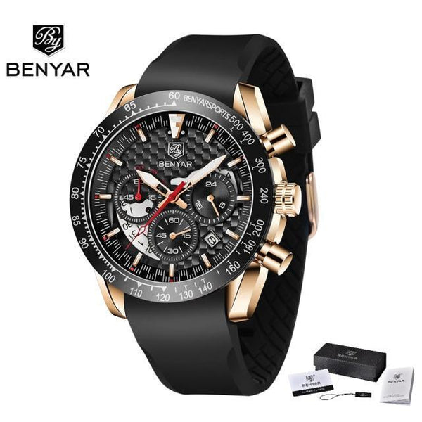 New Men Luxury Watches Leather Strap Waterproof Sport Quartz Chronograph Military Watch Men Clock