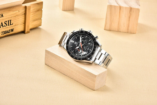 New Men Luxury Watches Leather Strap Waterproof Sport Quartz Chronograph Military Watch Men Clock