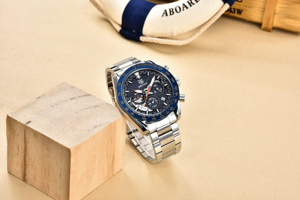 New Men Luxury Watches Leather Strap Waterproof Sport Quartz Chronograph Military Watch Men Clock