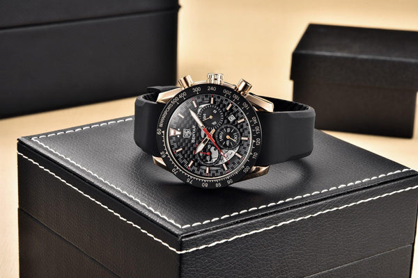New Men Luxury Watches Leather Strap Waterproof Sport Quartz Chronograph Military Watch Men Clock