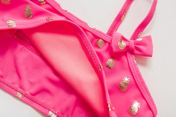 Two Piece Girls Swimsuit Rainbow Children's Swimwear Two Piece Bathing Suit 2-12 Years Swimsuit Pieces Bathing Suits With Ruffles Hollowed Flounce Bikini With Adjustable Straps For Girls