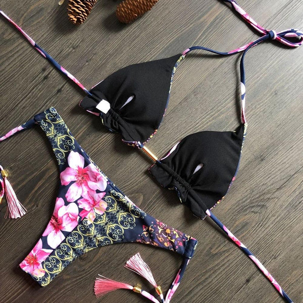 Popular Women's Beachwear  Bikini Set Swimwear Push-Up Padded Swimsuit Floral Bikini Set Low Rise Ruffled Two Pieces Swimsuit Push Up Bathing Suit Swimwear