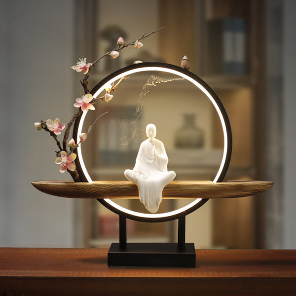 Lotus Tree Backflow LED Incense Burner With Monk
