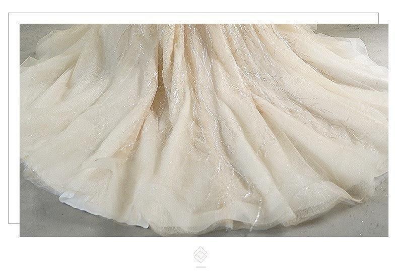 A-Line Luxury Appliques Beaded Wedding Gown