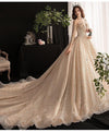 Luxury Shiny Wedding Dress with Long Sleeves ED675 - Court Train / 14