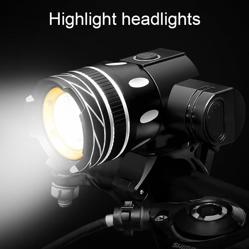 LED Headlight For Bike Electric Scooter USB Rechargeable LED Light Front Lamp High Lumens Brightness Bicycle Light Front With Strong Battery Portable Waterproof Flashlight For Night Cycling