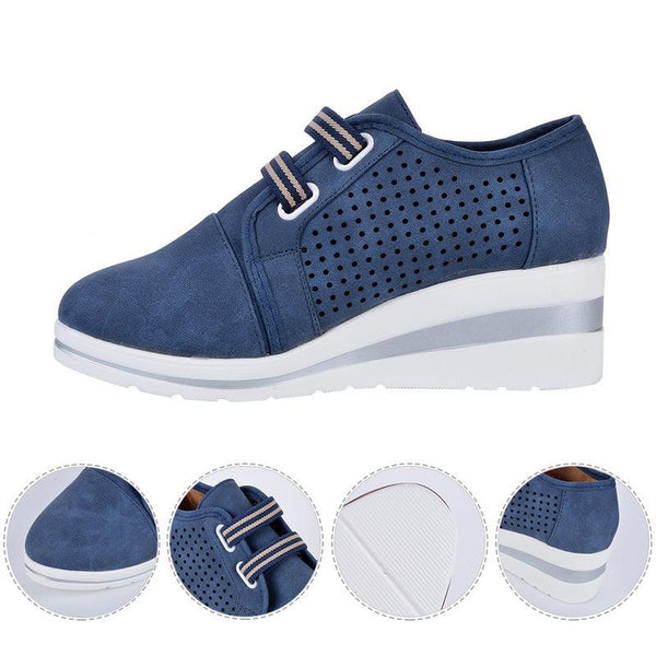 New High Heel Casual Womens Sneakers Breathable Height Increasing Shoes Air Cushion Comfortable Sneakers Women's Vulcanize Leather Shoes Luxury Walking Women Outdoor Shoes
