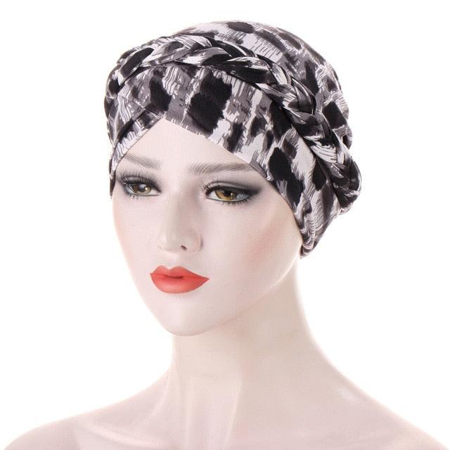 Fashion Soft Cotton Print Braid Turban Lightweight Muslim Turbans Head For Women Women's Hijabs Caps Hat Lightweight Inner Hijab Caps Elegant Arab Wrap Head Scarves Turban Scarf For Women