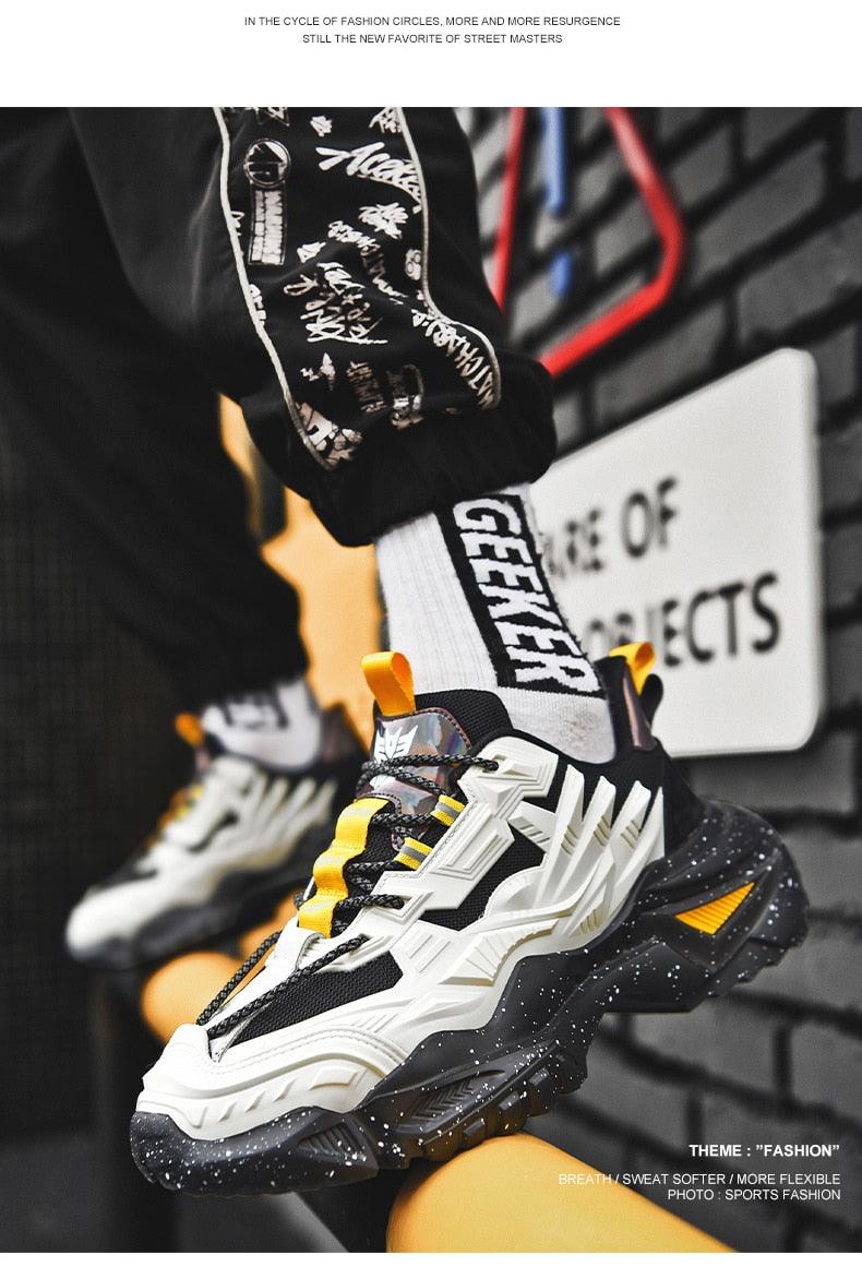 Mens Strong Casual Fashion Chunky Sneakers Height Increasing Spring Thick Sole Footwear Fashion High Quality Sneakers Slip on Walking Shoes High Top Casual Shoes For Men