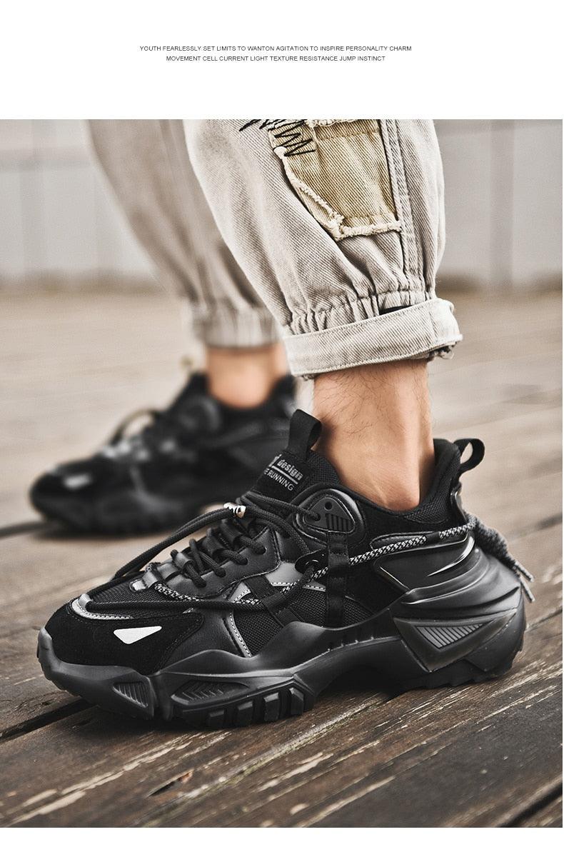 Mens Strong Casual Fashion Chunky Sneakers Height Increasing Spring Thick Sole Footwear Fashion High Quality Sneakers Slip on Walking Shoes High Top Casual Shoes For Men