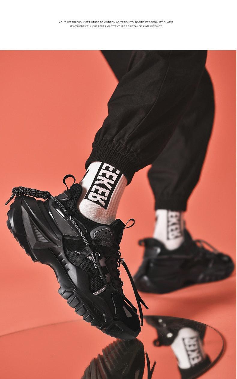 Mens Strong Casual Fashion Chunky Sneakers Height Increasing Spring Thick Sole Footwear Fashion High Quality Sneakers Slip on Walking Shoes High Top Casual Shoes For Men