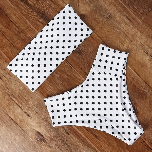 Floral Bikini Set Swimsuit High Waist Bathing Suit Black Swimwear Women Push-Up Leaf Women's Strapless High Waist Bikini Swimsuits Lace Up 2 Pieces Bathing Suit Swimwear