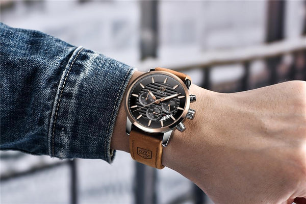 Luxury Men's Business Watches Fashion Watch Waterproof For Men's Casual Sport Leather Strap