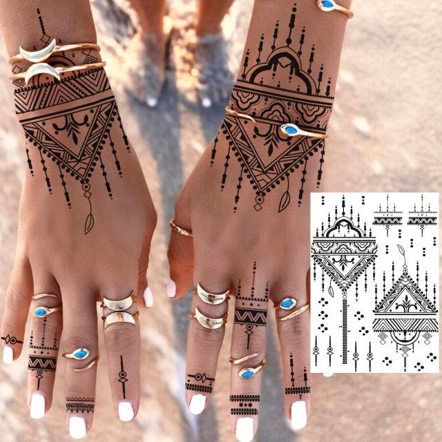 53 Sheets Black Lace Temporary Tattoos Sticker Butterfly Flower Fake Tatoo Sticker Sexy  Black Henna Temporary Tattoos For Women