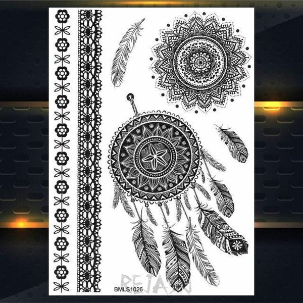 53 Sheets Black Lace Temporary Tattoos Sticker Butterfly Flower Fake Tatoo Sticker Sexy  Black Henna Temporary Tattoos For Women